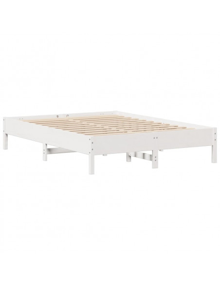 Letto senza Materasso Bianco 135x190 cm Legno Massello di Pino