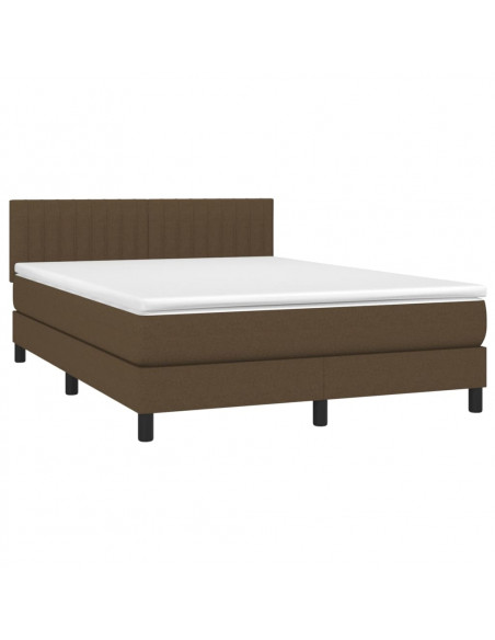 Letto a Molle Materasso e LED Marrone Scuro 140x200 cm Tessuto
