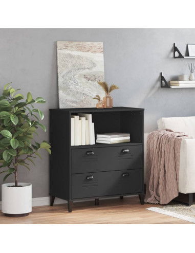 Libreria VIKEN Nera 80x40x90 cm in Legno Massello di Pino