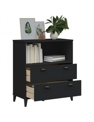 Libreria VIKEN Nera 80x40x90 cm in Legno Massello di Pino