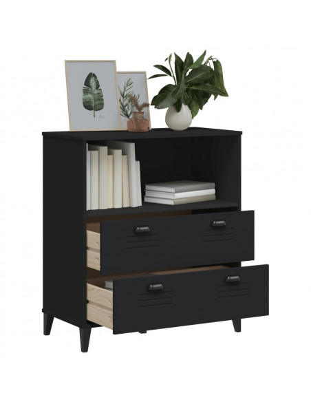 Libreria VIKEN Nera 80x40x90 cm in Legno Massello di Pino