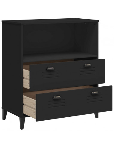 Libreria VIKEN Nera 80x40x90 cm in Legno Massello di Pino