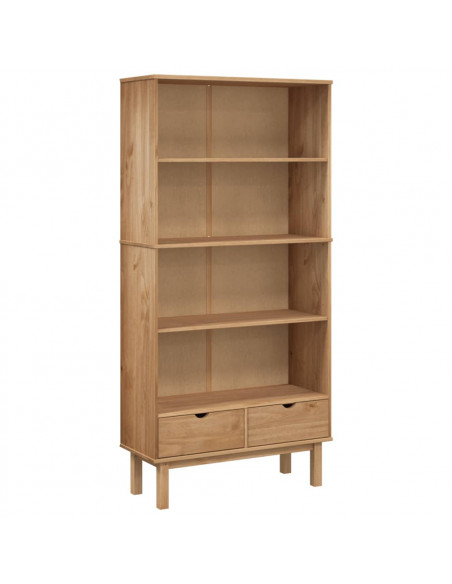 Libreria OTTA con 2 Cassetti Marrone in Legno Massello di Pino