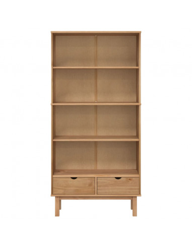 Libreria OTTA con 2 Cassetti Marrone in Legno Massello di Pino