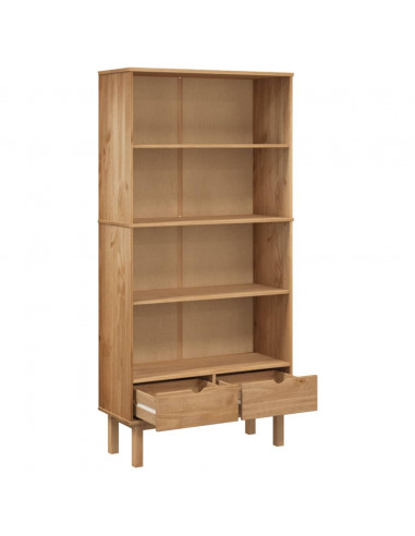 Libreria OTTA con 2 Cassetti Marrone in Legno Massello di Pino