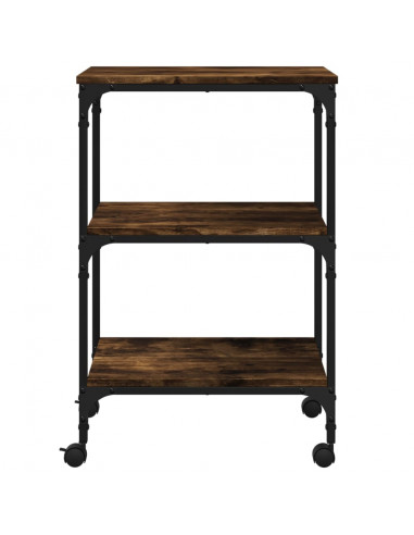 Supporto Stampante 3 Livelli Rovere Fumo 50x41x75cm Multistrato