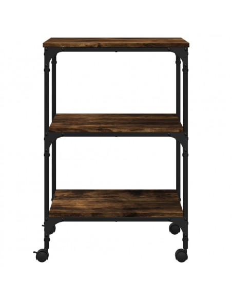Supporto Stampante 3 Livelli Rovere Fumo 50x41x75cm Multistrato