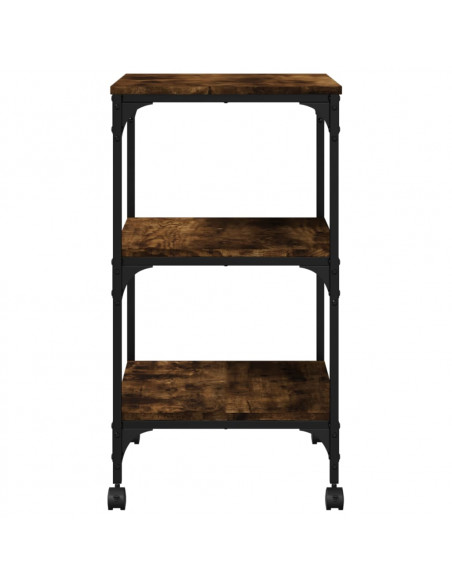 Supporto Stampante 3 Livelli Rovere Fumo 50x41x75cm Multistrato