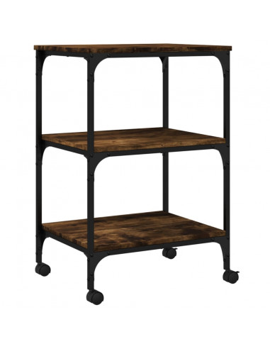 Supporto Stampante 3 Livelli Rovere Fumo 50x41x75cm Multistrato