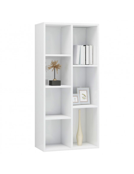Libreria Bianco Lucido 50x25x106 cm in Legno Multistrato