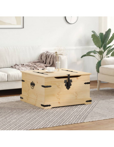 Scatola Portaoggetti Corona 78x78x45 cm Legno Massello di Pino