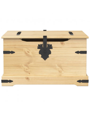 Scatola Portaoggetti Corona 78x78x45 cm Legno Massello di Pino