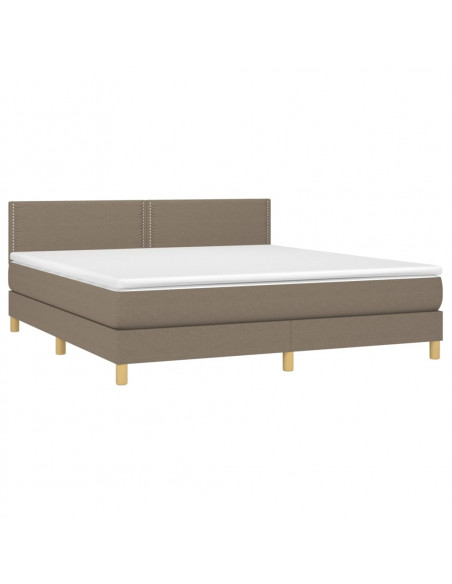 Letto a Molle con Materasso e LED Tortora 160x200 cm in Tessuto