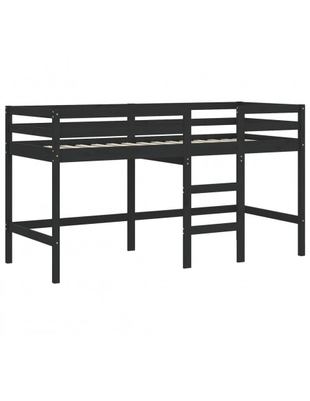 Letto a Soppalco con Tende Bambini Rosa 80x200 cm Massello Pino