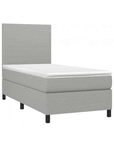 Letto a Molle Materasso e LED Grigio Chiaro 90x190 cm Tessuto