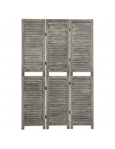 Divisorio a 3 Pannelli Grigio 106,5x166 cm in Legno Massello 2