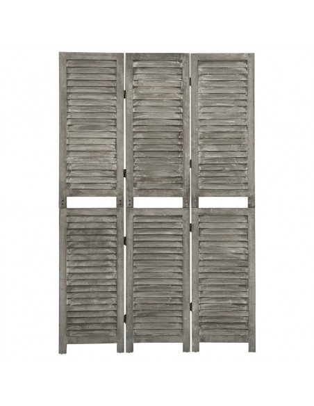 Divisorio a 3 Pannelli Grigio 106,5x166 cm in Legno Massello