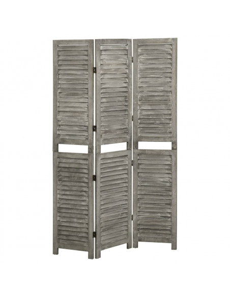 Divisorio a 3 Pannelli Grigio 106,5x166 cm in Legno Massello