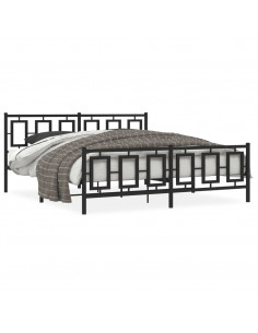 Giroletto con Testiera e Pediera Metallo Nero 183x213 cm 2