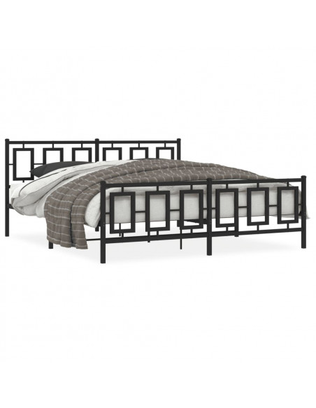 Giroletto con Testiera e Pediera Metallo Nero 183x213 cm