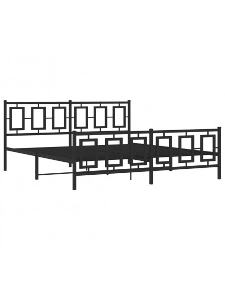Giroletto con Testiera e Pediera Metallo Nero 183x213 cm