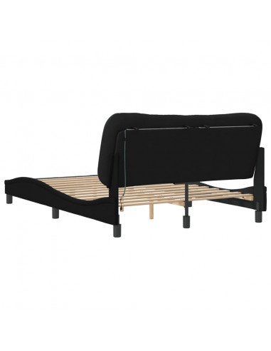 Giroletto con Luci LED Nero 120x200 cm in Tessuto