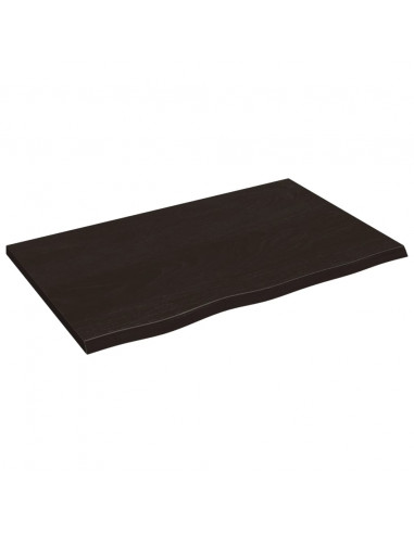 Piano Bagno Marrone Scuro 80x50x2 cm Legno Massello Trattato
