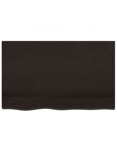 Piano Bagno Marrone Scuro 80x50x2 cm Legno Massello Trattato