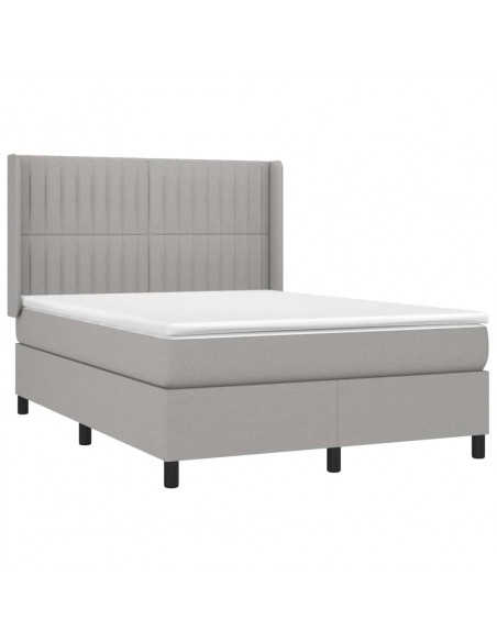 Giroletto a Molle con Materasso Grigio Chiaro 140x200cm Tessuto