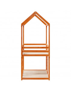 Letto a Castello con Tetto Marrone Cera 75x190 cm Massello Pino 2