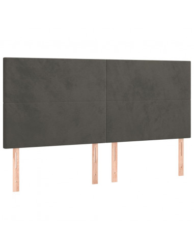 Giroletto con Testiera Grigio Scuro 180x200 cm in Velluto