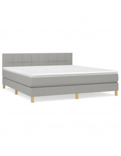 Giroletto a Molle con Materasso Grigio Chiaro180x200 cm Tessuto 2