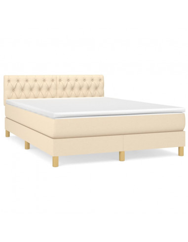 Giroletto a Molle con Materasso Crema 140x200 cm in Tessuto