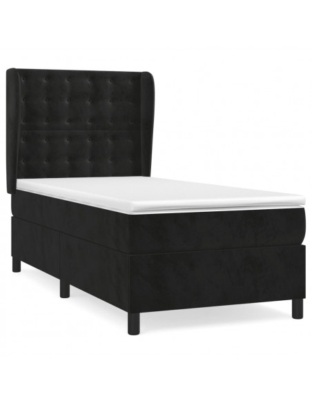 Giroletto a Molle con Materasso Nero 90x190 cm in Velluto