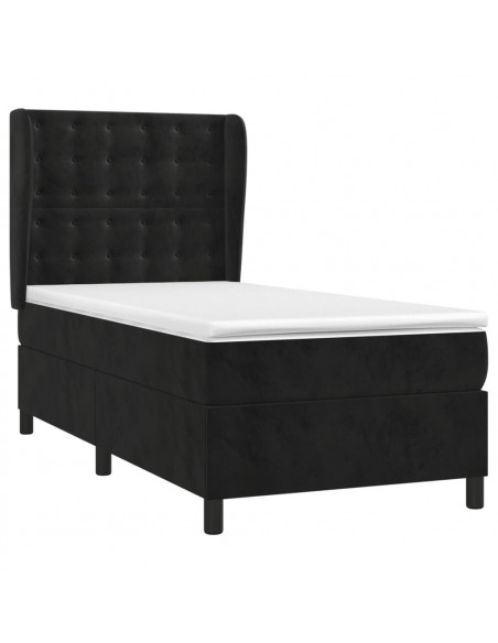 Giroletto a Molle con Materasso Nero 90x190 cm in Velluto