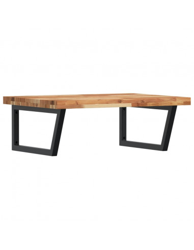 Ripiano a Parete per Lavabo in Acciaio e Massello di Acacia