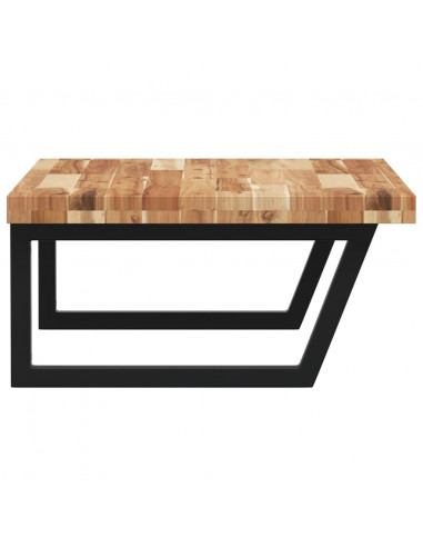 Ripiano a Parete per Lavabo in Acciaio e Massello di Acacia