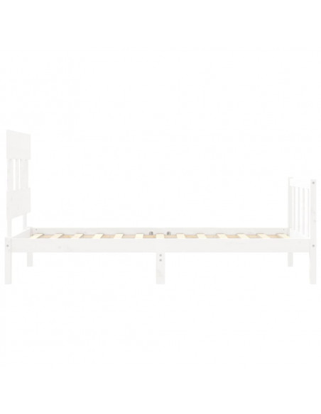 Giroletto con Testiera Bianco 90x200 cm in Legno Massello