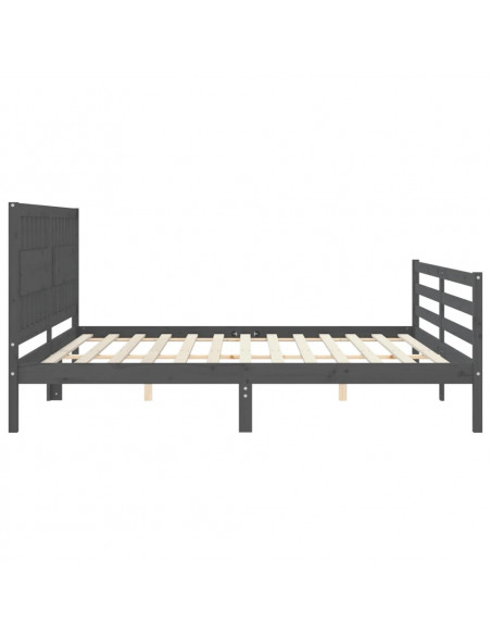 Giroletto con Testiera Grigio 200x200 cm in Legno Massello