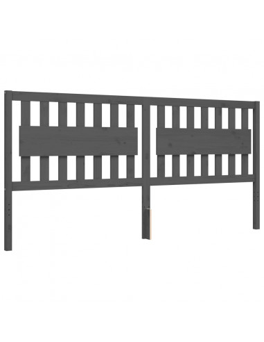 Giroletto con Testiera Grigio 200x200 cm in Legno Massello