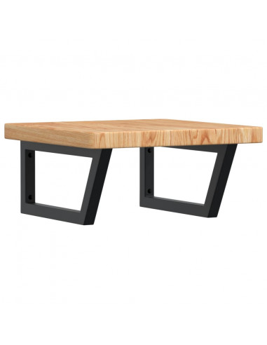 Ripiano a Parete per Lavabo in Acciaio e Massello di Rovere