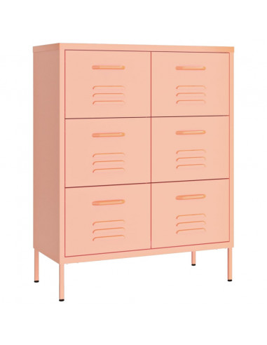 Cassettiera Rosa 80x35x101,5 cm in Acciaio