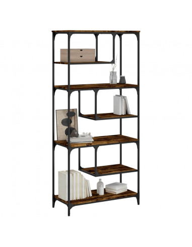 Libreria Rovere Fumo 81x36x176 cm in Legno Multistrato