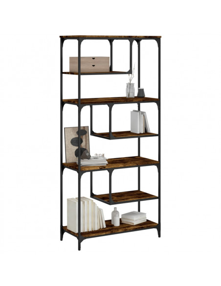Libreria Rovere Fumo 81x36x176 cm in Legno Multistrato