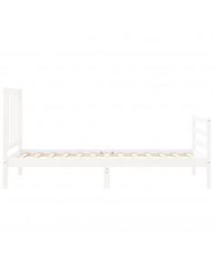 Giroletto con Testiera Bianco 100x200 cm in Legno Massello 2