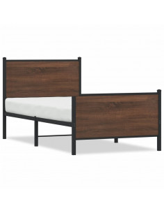 Giroletto Testiera e Pediera Metallo Rovere Marrone 90x200 cm 2