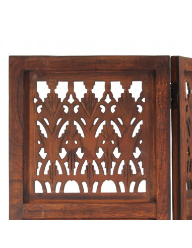 Divisorio 3 Pannelli Intaglio Marrone 120x165cm Mango Massello