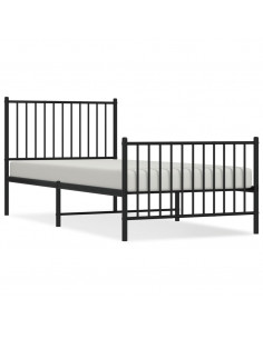 Giroletto con Testiera e Pediera Metallo Nero 90x200 cm 2