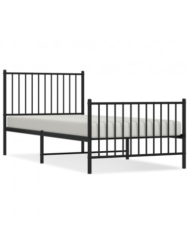 Giroletto con Testiera e Pediera Metallo Nero 90x200 cm