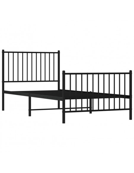 Giroletto con Testiera e Pediera Metallo Nero 90x200 cm